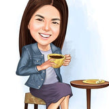 Coffeeholic Girl Caricature